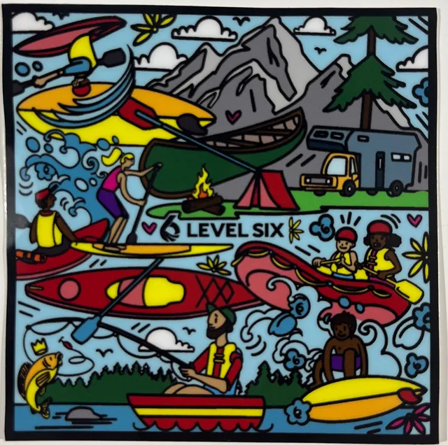 level-six-graffiti-sticker-vinyle-imperm-able-3x3-mat image 1